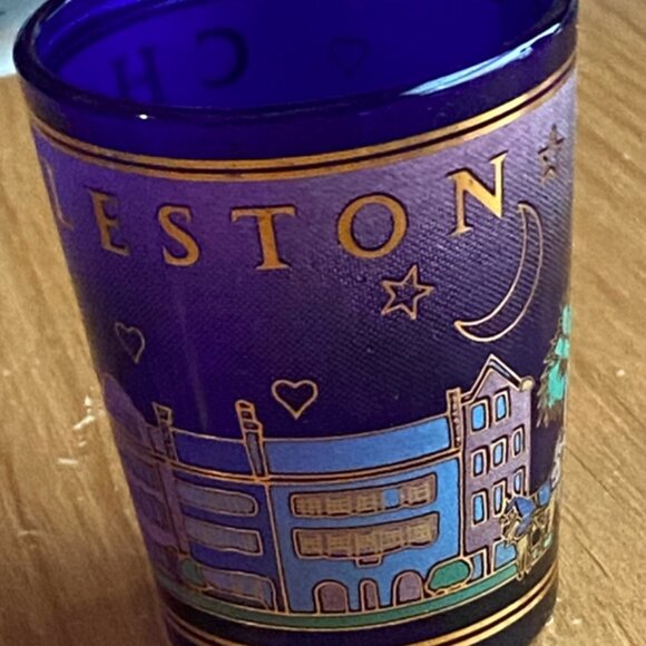 COBALT BLUE Charleston Shot Glass Designed With Landmark Street Whiskey Shot - Picture 7 of 9